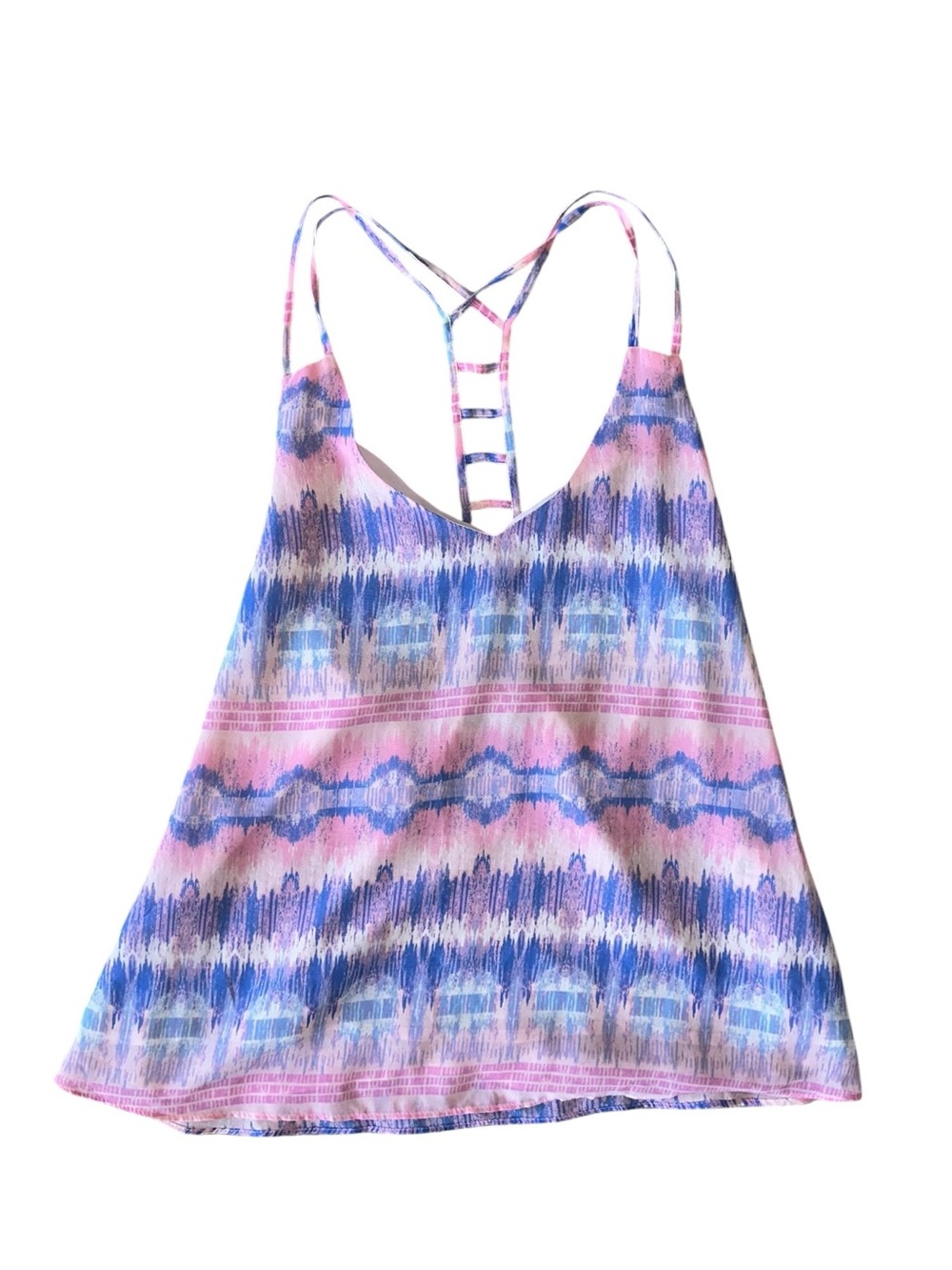Forever 21 Pink & Lavender Patterned Ladder-Back Tank